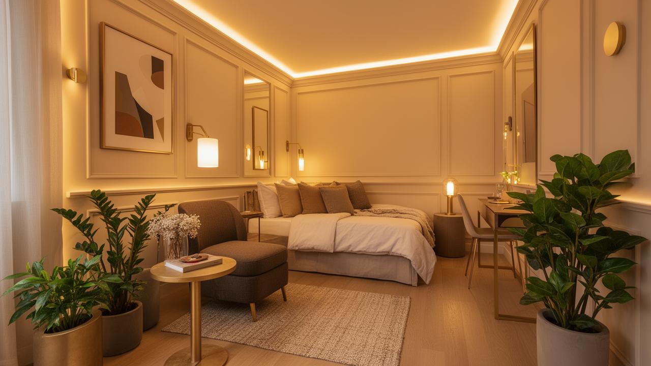 Studio decorado com design estratégico